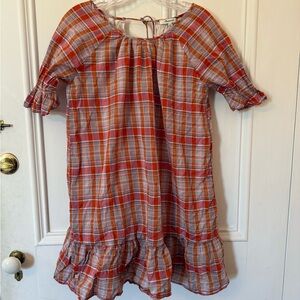 Madewell Checkered Mini Dress in Red and Orange
